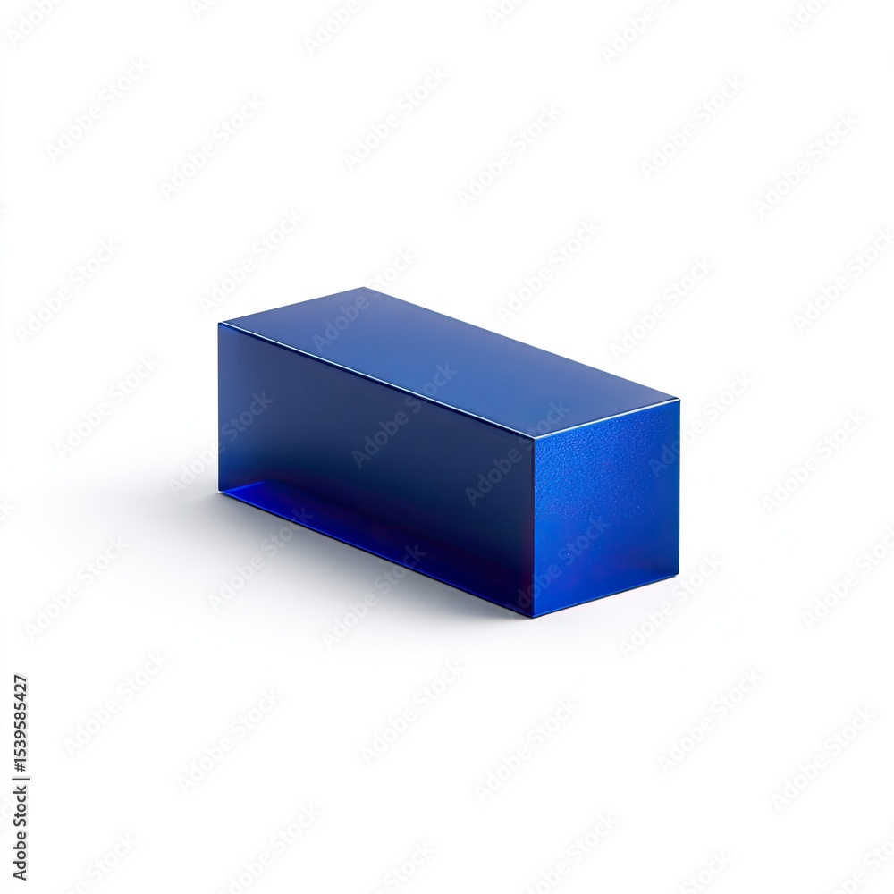 Poster blue rectangular block on white background, minimalist design element