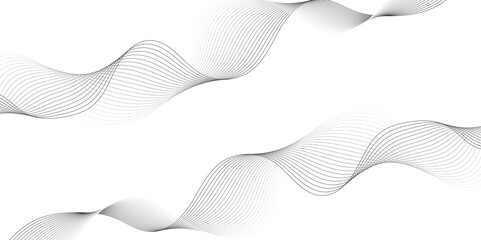 White wave curve lines banner background design. Abstract soft wave lines dynamic flowing gray light isolated background. Vector Illustration of the gray pattern of lines. Black stripes on white