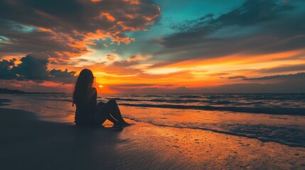 Man who stood alone in loneliness on a quiet beach, no one loved him.