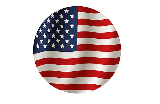 Waving american flag rendered with transparent background, highlighting red, white, blue colors and national pride