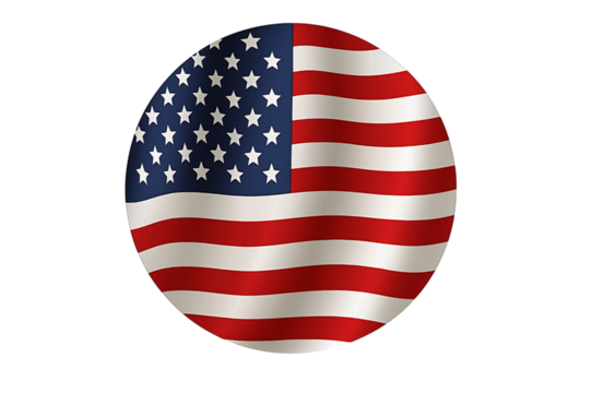 Waving american flag rendered with transparent background, highlighting red, white, blue colors and national pride
