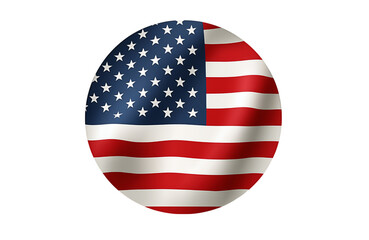 Waving american flag rendered with transparent background, highlighting red, white, blue colors and national pride