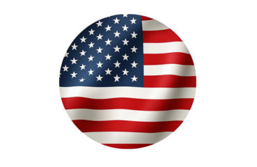Waving american flag rendered with transparent background, highlighting red, white, blue colors and national pride