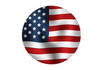 Waving american flag rendered with transparent background, highlighting red, white, blue colors and national pride