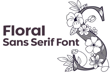 Minimalist geometric flower line art with sans serif font