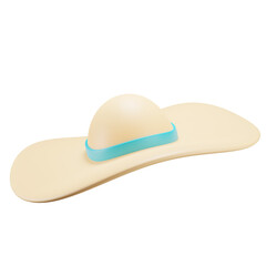 3D Summer Hat: Elegant Style with Turquoise Ribbon