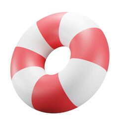 3D Render of a Red and White Striped Life Preserver