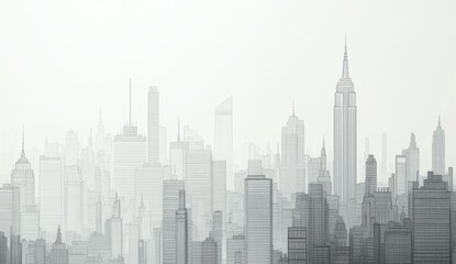 Gray-scale cityscape sketch