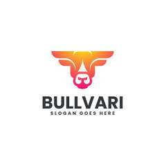 Modern Gradient Head Bull Logo Design