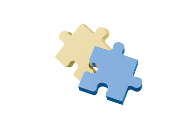 3d jigsaw puzzle pieces icon isolated on transparent white background. Concept of business problems, partnership, development, cooperation and teamwork. idea teamwork financial. 3d render illustration