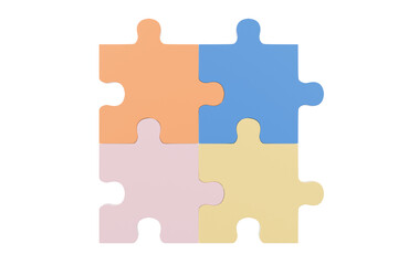 Fototapeta premium 3d jigsaw puzzle pieces icon isolated on transparent white background. Concept of business problems, partnership, development, cooperation and teamwork. idea teamwork financial. 3d render illustration