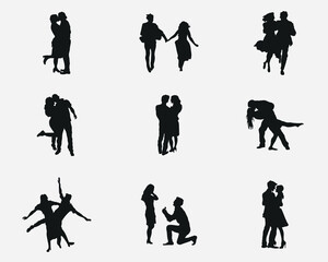 couple romantic dating people vector silhouette .valentine love people clipart isolated on background