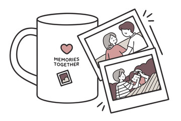 Coffee mug collage illustration colorful and artistic design