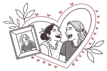 Heart shaped photo frame illustration for valentines