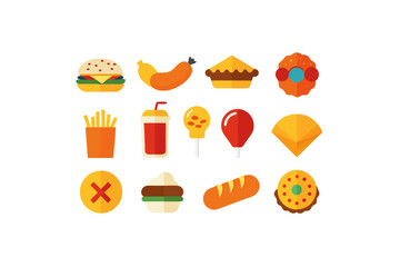 different fast food vector icon