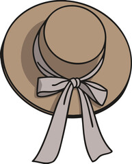 Vector image of straw hat with ribbon