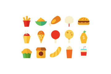 different fast food vector icon