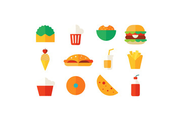 different fast food vector icon