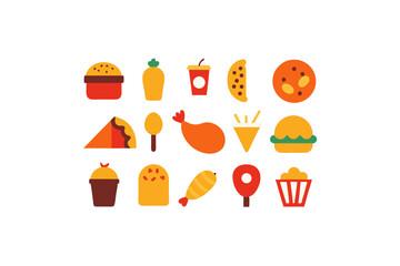different fast food vector icon