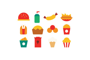 different fast food vector icon