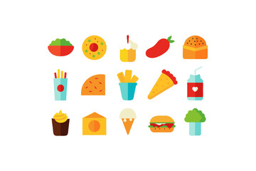 different fast food vector icon