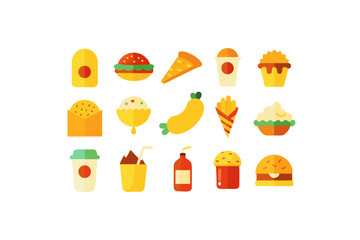 different fast food vector icon