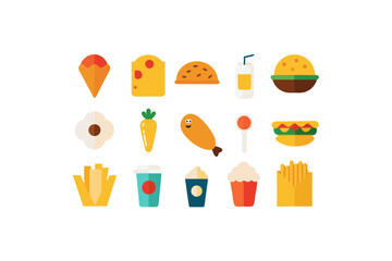 different fast food vector icon
