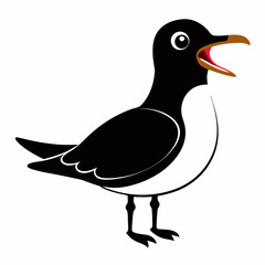 Laughing Gull black bird vector silhouette illustration on white background