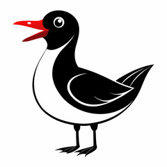 Laughing Gull black bird vector silhouette illustration on white background