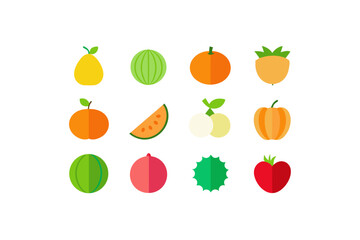 different fruits vector icon set