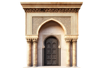Fototapeta premium Explore the intricate details of an eastern ancient Arab arch entrance to a building that showcases exquisite craftsmanship and cultural significance