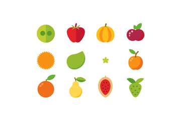 different fruits vector icon set