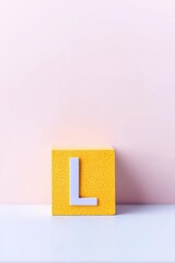 Yellow Glitter Block Letter L on White Surface