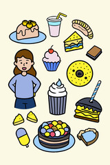 A girl is smiling and looking at a plate of food