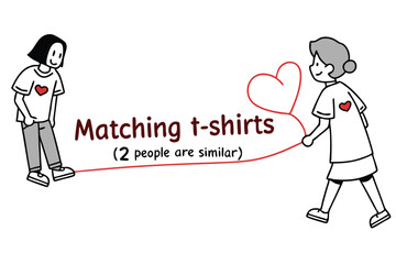 Matching t shirt design two similar people in mini style