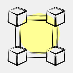Icon block chain. Crypto currency elements. Icon in color spot style.