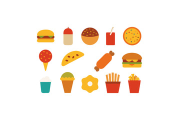 different-fast-food-vector-icon set
