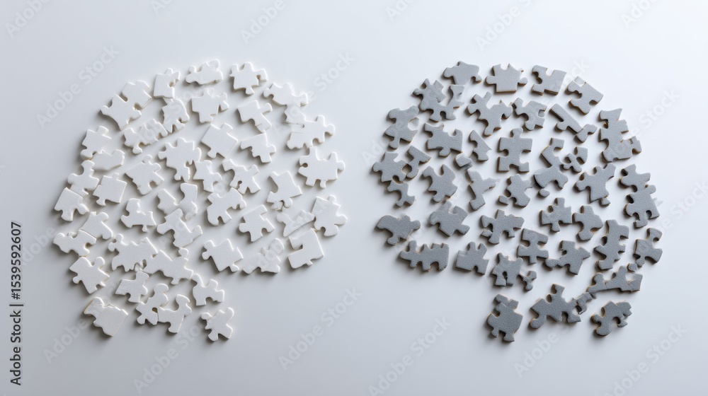 Aufkleber Puzzle Brain Visualizing Missing Pieces With Absent Sections, Depicting Thoughts and Ideas Waiting to Be Completed in a Creative Context