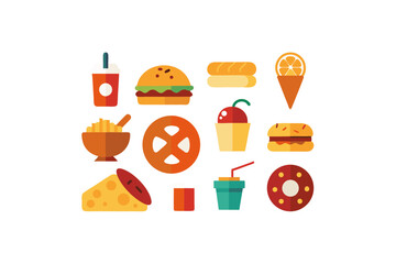 different-fast-food-vector-icon set