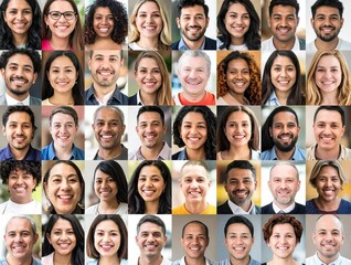 Faces of Global Diversity: A tapestry of human faces from various ethnic and cultural backgrounds, each radiating unique smiles and expressions.