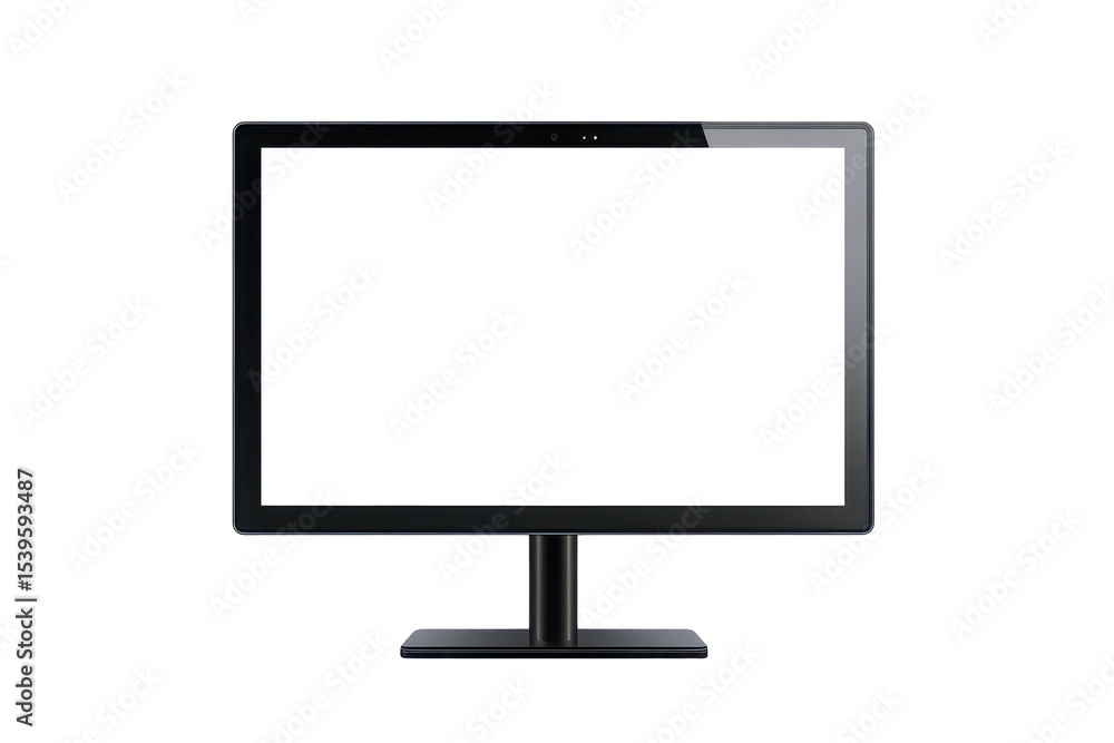 Fototapete modern desktop pc monitor display featuring a blank screen against a simple white background highlig