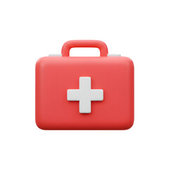 Red First Aid Kit 3D Render Medical Emergency Box