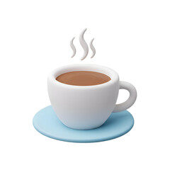 Hot White Coffee Cup 3D Render Beverage Drink