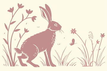 Spring Bunny Silhouette for Cards and Crafts