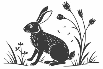 silhouette of rabbit vector. rabbit silhouette for easter day design vector stock illustration