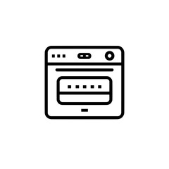 Obraz premium Modern oven icon with knobs and front window in minimal line style for kitchen appliance use