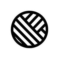 Circular yarn ball icon with diagonal pattern representing knitting or crafting material