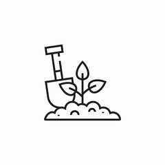 shovel planting seedling icon sign vector