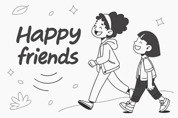 Smiling kids doodle sketch minimalist children s illustration