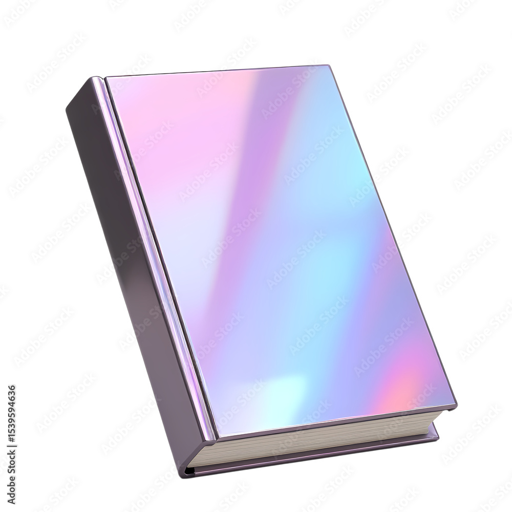 Poster close up of a shiny iridescent book isolated on transparent background